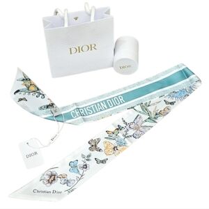 NEW Dior Floral Neck Bag Scarf Parfume Line Green Butterfly
